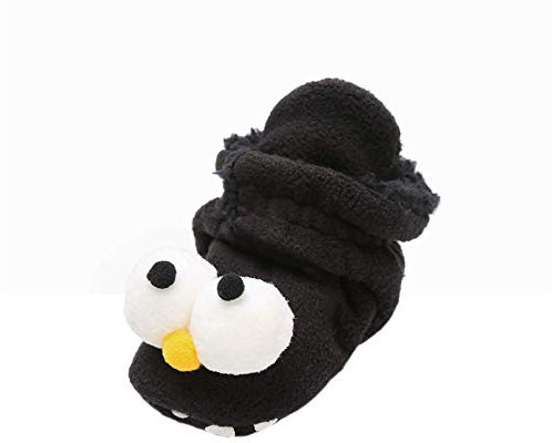 Stivali Invernali per Neonato Unisex Fondo Morbido Antiscivolo Stivali da Neve Bambino Cotone Piatto Pelliccia Calzino Bootie Regolabile (12-18 mesi, C-Nero)