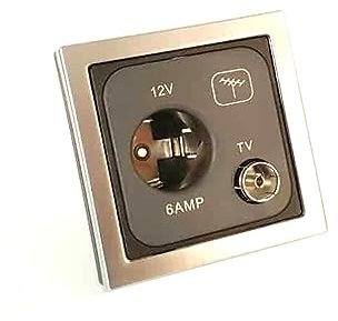 Clearcut - Square Chrome Single Surround - Support Frame - Sub Frames - 12v-TV Aerial Socket - Campervan and Motorhome