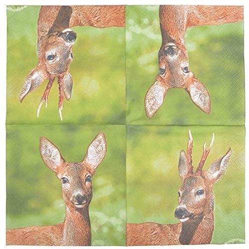 linoows Servietten mit REH, 20 Stück Jagdmotiv Servietten aus Tissue-Papier 33 x 33 cm