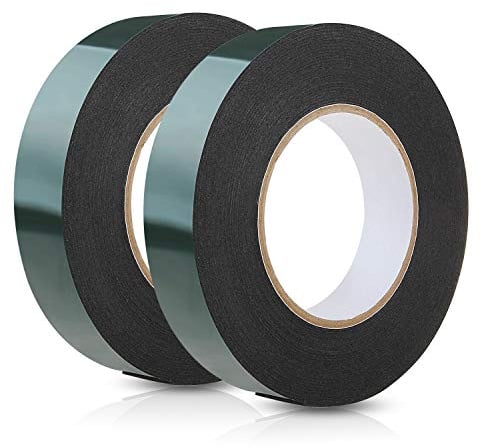 WooZuu Schaumstoff-Klebeband, doppelseitig, wasserfest, 10 m x 20 mm, Schwarz, 2 Stück