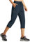 Libin Damen Wanderhose Sommer Leicht Schnell Trocknend Caprihose Trekkinghose Outdoorhose Wasserdicht Winddicht Funktionshose mit Reißverschlusstasche, Kriegsmarine, XL