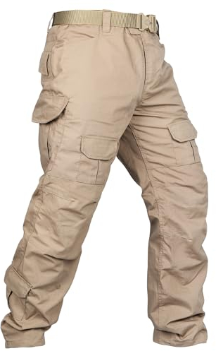 OCANXUE Taktische Hose Camo Cargo Hose für Männer Outdoor Wandern Hosen Ripstop Arbeitshose Multi Pocket Pants Kein Gürtel Kein Knieschoner, G4 Khaki (ohne Kniepolstertasche), 52