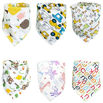 6 piezas de algodón orgánico, bufanda triangular de doble capa con botón pulsador para recién nacidos, paño de hipo con botón, bufanda triangular multifuncional para bebé