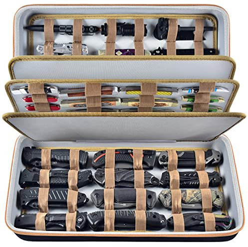 Messer-Vitrine für 66+ Taschenmesser, Schmetterlingsmesser-Aufbewahrungsbox, Klappmesser-Organizer, Messer-Organizer, Messer-Sammelschutz, Träger für Survival, taktisch, Outdoor, EDC-Mini-Messer (nur