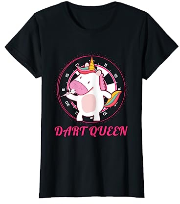 Dart Queen Einhorn Darts Lustiges Dartspielerin Spruch T-Shirt