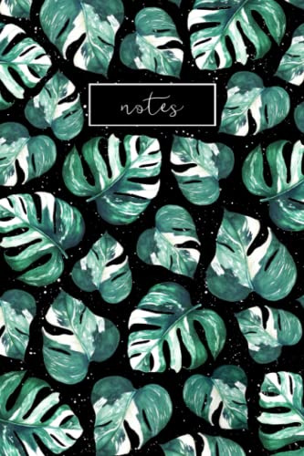 Notes: Notebook - Lined Pages, Softcover - Monstera Deliciosa Borsigiana Albo - Variegated Leaf Pattern