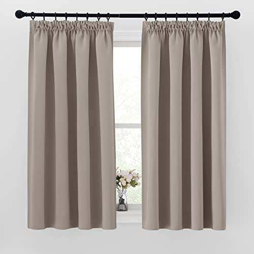 PONY DANCE Tende Corte per Finestre Oscurante con Fettuccia Tenda Termica Isolante Freddo per Cucina Curtains Cameretta Bambini 2 Pezzi 140x160 CM, Sabbia