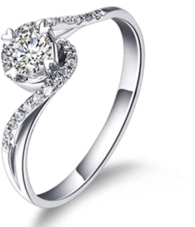 Musihy Wedding Ring, Zeigefinger Ring Zirkonring Herz 4 Krappen Zirkonia Weiß Ringgröße 52 Geschenke für Mädchen