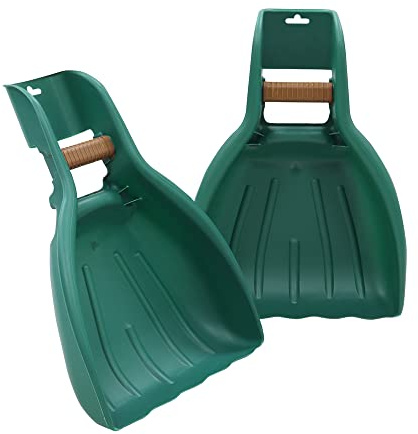 JVL Outdoor Garden Leaf Grabber Scoop, Set of 2, Green