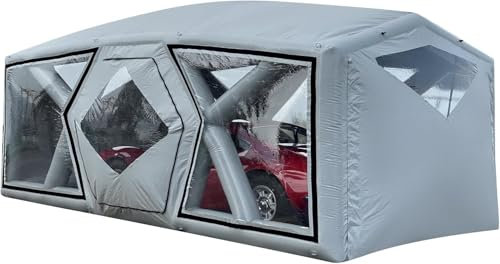IN THE GARAGE Next Gen Ultimate Car Shield Grigio Esterno, Brevettato – Copertura Gonfiabile – Protezione antigrandine – Bolle Esterne, Garage gonfiabile – Capsula – Cocoon – 6,4 m
