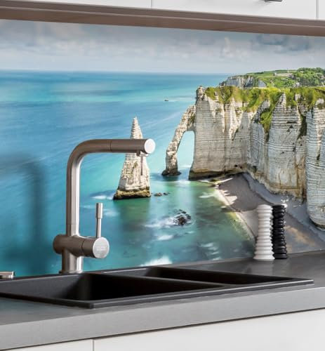 MyMaxxi Küchenrückwand Folie selbstklebend matt - einfache Montage ohne Bohren - Motiv Landschaft 03-60cm hoch - Spritzschutz Küche Klebefolie - Klippe Meer 400 x 60cm