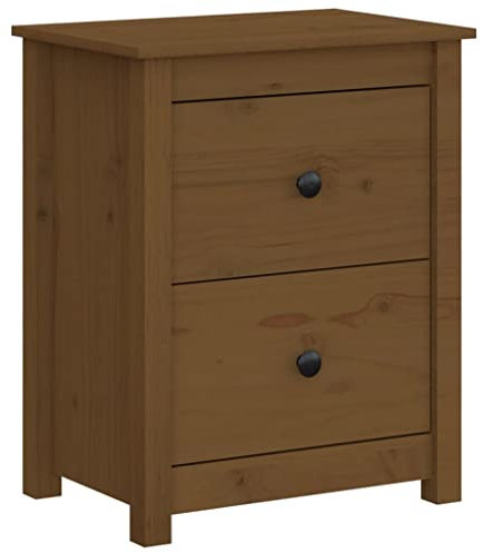 vidaXL Nachttisch 2 Schubladen Nachtschrank Nachtkonsole Nachtkommode Schlafzimmer Schrank Kommode Honigbraun 50x35x61,5cm Massivholz Kiefer