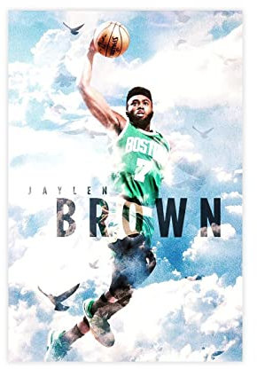 ZBOYZ Jaylen Brown Poster for Wall Decor Canvas for Boys Bedroom Wall Basketball Wallpaper Signed Dunking Posters Unframe-style 16x24inch(40x60cm)