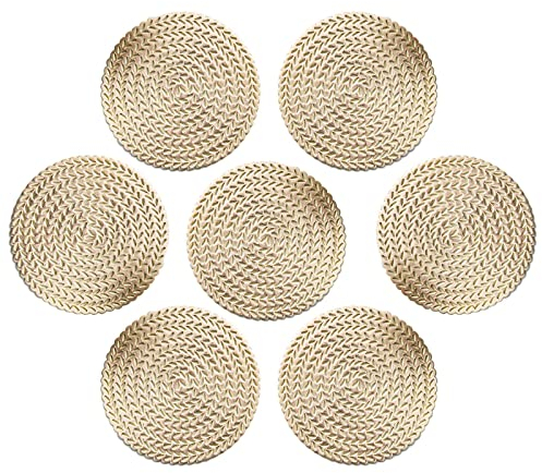 SHIYUAN 12 Pcs Gold Coasters, PVC Coasters with 10cm Diameter Hollowed-Out Design, Art Deco Style, Suitable for Restaurants, Bars, Cafes, Hotels, and Home Table