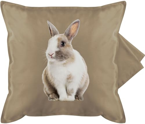 Shirtracer Kissenbezug - Osterkissen - Hasenmotiv Ostern Hase Motiv Hasen I Oster Hase I Osterhase - 50 x 50 cm - Beige Natur - Kissen mit ostergeschenke osterartikel hasi schmusekissen kissenhülle