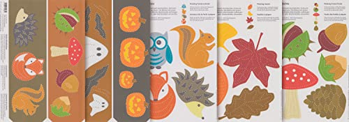Familienmomente Prickelvorlagen-Set Herbstzauber Bastelset beidseitig bedruckt DIN A5 Papier Motivgröße 5.2-10.7 cm Herbst Deko DIY Basteln Kinder Kreativset