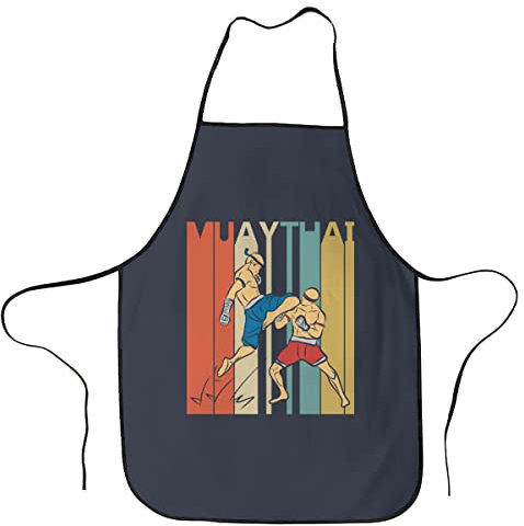 Muay Thai Vintage BBQ Grill Tabliers pour hommes et femmes - Tabliers amusants pour maman papa ami Tablier de cuisine professionnel Taille unique Idéal pour la cuisson, la cuisson, le jardinage, les g