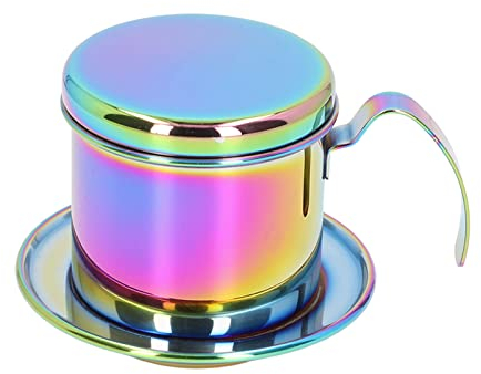 Kuuleyn Stainless Steel Colorful Vietnamese Coffee Filter Set,Pour over Coffee Drip Coffee Maker,Colorful Vietnamese Coffee Pot Hand Make Coffee Drip Pot Coffee Filter for Home Cafe