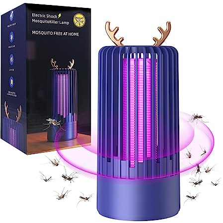 Mückenfalle Elektrisch, Insektenvernichter Elektrisch, Elektrische Moskito-Lampen, Insektenfalle Mückenvernichter mit UV-Licht, USB Wiederaufladbar, Für Schlafzimmer, Innen- und Außenbereich