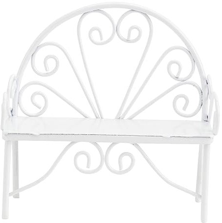 HOOTNEE 1pc Micro Landscape Double Chair Metal Decor Flower Pot Decorations Plant Garden Supplies Mini Bench Wrought Iron White Adornment (KTM70051317BO6)