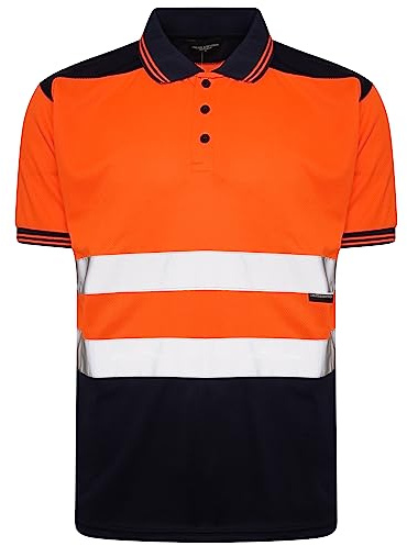 click2style Hi Vis Viz Vision Visibility 2 Tone Safety Reflective Work Wear Polo T Shirt Top Mesh Fabric