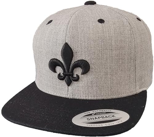 Baddery Cap Flexfit Snapback : Fleur de Lis - Kappe Herren & Damen (Heather-Black One Size)