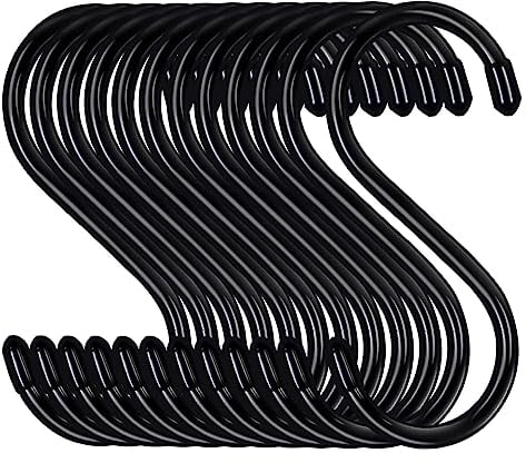 gvivej 24 ganci a S, ganci a forma di S, ganci neri in metallo pesante, per cucina, bagno, ufficio, giardino o attività all'aperto