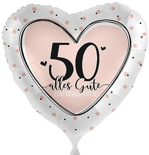 Folienballon 50 Glückwunsch 'Alles Gute' zum 50. Geburtstag Ballon Geschenk Frau Oma Mama Freundin Luftallon Zahl 50 Creme Made in EU