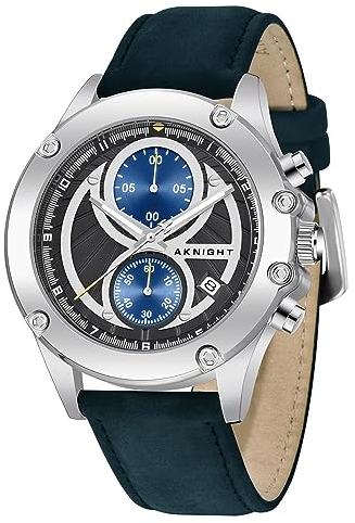 AKNIGHT Herren-Armbanduhr Chronograph Edelstahl wasserdicht Datumsanzeige analoge Quarzuhr modisch lässig Business Kleid Armbanduhren für Herren