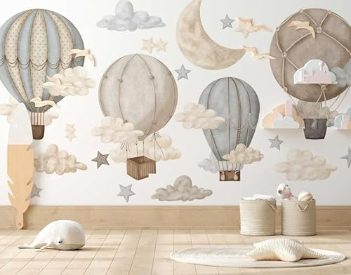 Wandtattoo Heißluftballon und Stern für Kinderzimmer Kinderzimmer Neutral Groß