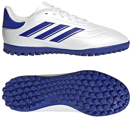 adidas Unisex COPA Pure II Club Football Boots Turf Fußballschuhe, Cloud White/Lucid Blue/solar red, 35 EU