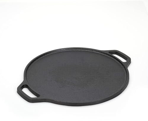 Pre Seasoned Heavy Weight Cast Iron Flat Dosa Tawa,Induction Friendly, 30cm, Weight - 3.070Kg, Black