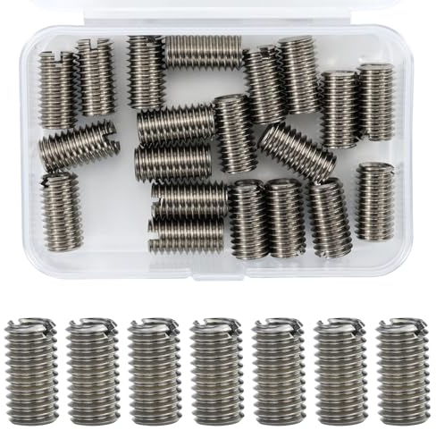 Lot de 20 inserts filetés M8 vers M6 - En acier inoxydable - Auto-taraudeuses - Avec fente de coupe - Écrou de réduction de fer élevé - Pour turbines à vapeur automobiles, appareils mécaniques