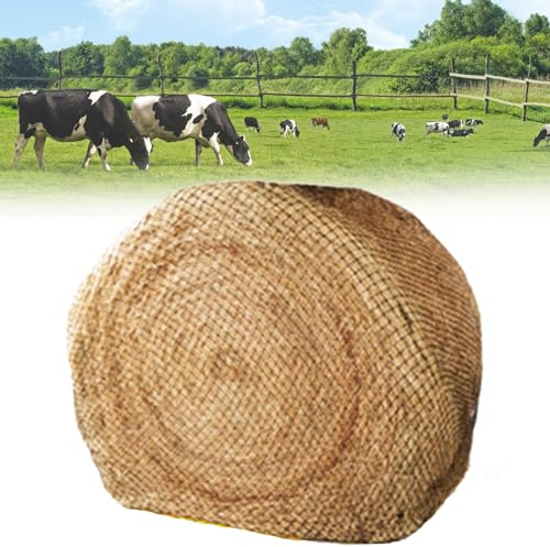 FANYING Alimentador Lento para Caballos, Malla Gruesa de heno de Bala Redonda Resistente sin Nudos, PE Que se Adapta fácilmente a Balas de Paja con Orificio de 1,5 Pulgadas,M