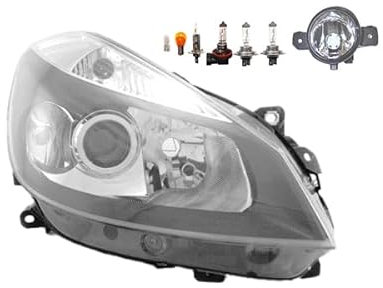 Johns, Scheinwerfer Halogen Front passend für Renault Clio BR CR 05-09 H7 H7 H1 Rechts + Nebelscheinwerfer + Leuchtmittel