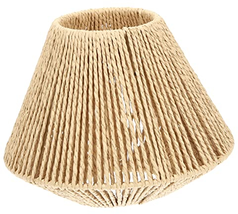 Uonlytech Abat-Jour En Rotin Et Corde - Lampe Cage Vintage Pour Décoration De Bureau - Couverture De Lampe En Paille Sans Col