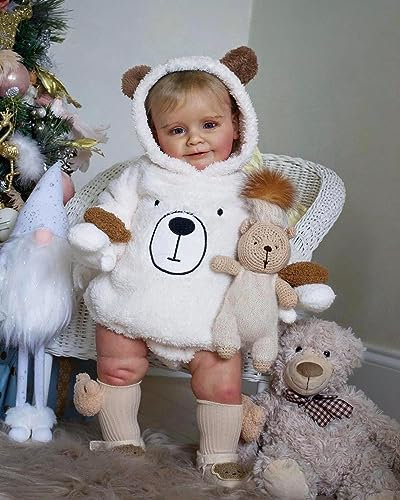 Anano 24 Zoll Süße Reborn Kleinkind Puppen Zoe Silikon Vinyl Neugeborene Kleinkind Puppen Hand Wurzelhaar mit sichtbaren Adern Geschenke für Kinder 3+