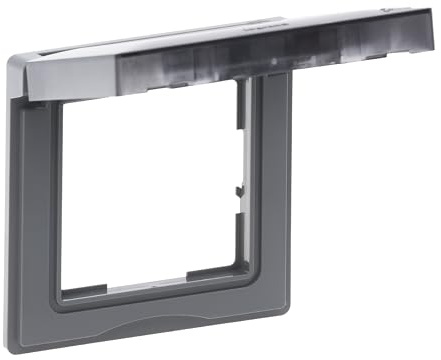 LEGRAND, SEANO 1-fach Rahmen mit Klappdeckel für Standardeinsätze zur Erhöhung der Schutzart auf IP44 (Spritzwasser-resistent), Abmessungen: 87 x 87 mm, Farbe: Aluminium lackiert, 765244