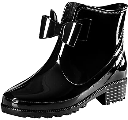 Scarpe da pioggia da donna, comode, leggere, alla caviglia, stivali da pioggia smerigliati, stivali da pioggia trasparenti, Nero , 38 EU