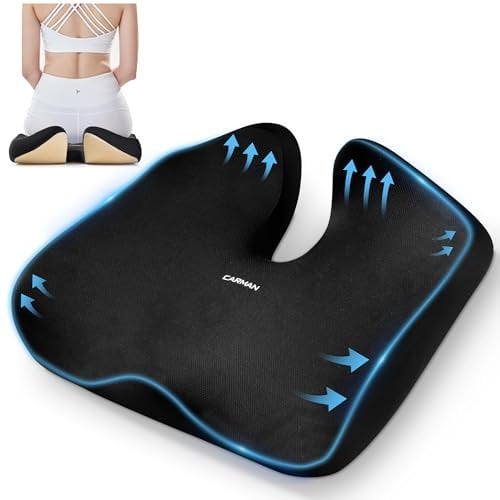 WUFANC Sitzkissen Orthopädisch, Steißbeinkissen aus Memory Foam, Ergonomisches Sitzkissen für Bandscheibenvorfall, rutschfest Sitzkissen Bürostuhl für Rollstuhl, Auto, Sofa und Gaming Stuhl
