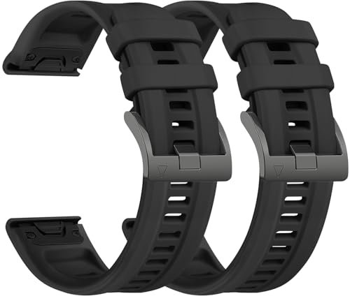 ZGCE 2 Stück Armband für Garmin Fenix 7/ Fenix 7 Pro/Fenix 6/ Fenix 5/ Fenix 5 Plus/Fenix 8 47mm, 22mm Quick Fit Armbänder,Silikon Uhrenarmband, Sport Ersatzarmband für Garmin Forerunner 965/955/945