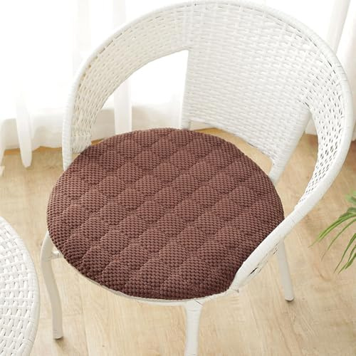 Generisch Rund Stuhlkissen 6er 4er 2er Set, Weiche Stuhlkissen Waschbar Sitzkissen Stuhl rutschfest,Cordstoff Sitzpolster Stuhlauflage Bodenkissen Für Küche Esszimmer Garten,Kaffee,6er Set 30cm