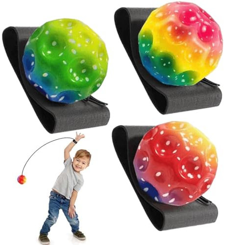 ZEPIQOR 3 PCS Bolas de Rebote, Bouncing Ball Ball, Pelota de Goma Saltarina Moon Ball, Bola de Espuma Ligera con Luna, Fácil de Agarrar y Atrapar Deportes, para Regalos de Fiesta de Niños