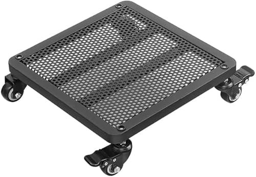 Grand chariot carré en fer avec freins pour pot de fleurs de jardin sur roulettes pour extérieur et intérieur, noir, 40 x 40 cm
