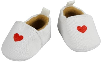 Heless 530 - Slipper für Puppen, in Weiß und mit Herz, für Puppen und Kuscheltiere der Größe 38-45 cm