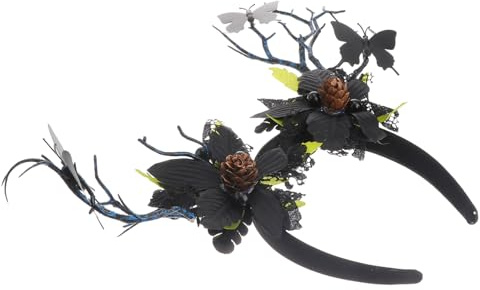 TOGEVAL Antler Haarreif mit Schmetterlingen Party Haaraccessoire für Halloween und Tanz Reh Geweih Haarschmuck für Frauen und Mädchen Vielseitiges Cosplay Stirnband