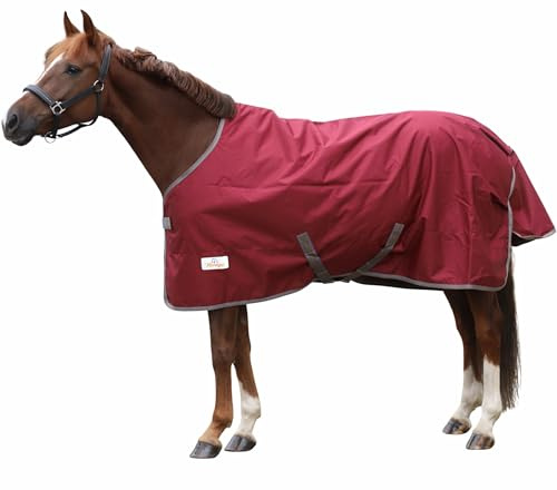 Marengos by Bucas - Weidedecke Freedom 600D – Weinrot/Dunkelblau 165 cm | Turnout – ohne Füllung – Regendecke & Übergangsdecke – wasserdichte Pferdedecke mit Innenfutter & Kreuzbegurtung