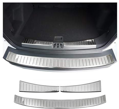 OMAC Ladekantenschutz für Ford Kuga II 2017-2019 FL Glänzend Edelstahl 3tlg | Edelstahl, Chrom, Glänzend, Silber, 3-teilig, fahrzeugspezifisch, Chrom-Kit