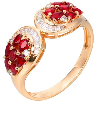 Wycian Pre Engagement Ring Lab Created Ruby Ring 18K Rose Gold Pear Shape with 0.75CT Ruby and Diamond Size V 1/2 Solid Not Plated Fashion for Men Birthday
