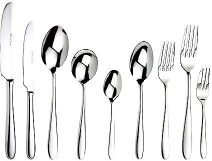 Arthur Price Willow 76 Piece Cutlery Set, 18/10 Stainless Steel, Contemporary Style, Dishwasher Safe, for 8 People